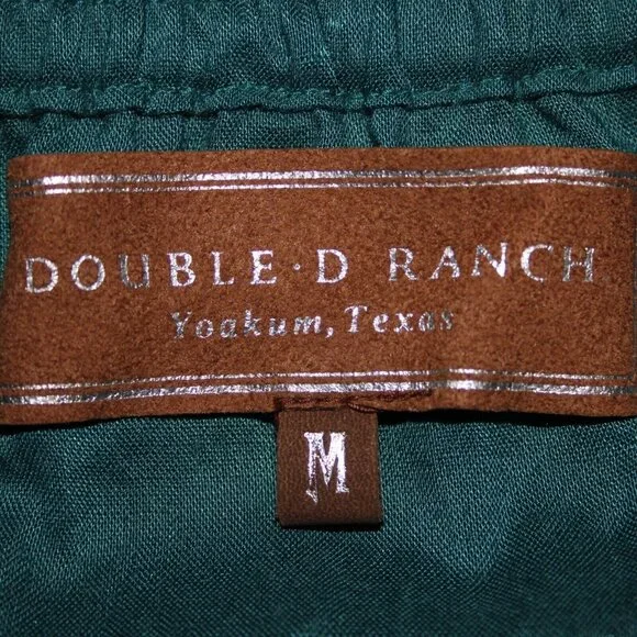 Double D Ranch Sz M Teal Blue Brown Multi Elastic Waist 100% Viscose Skirt